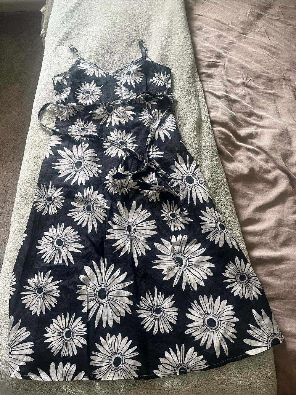 United Colors Of Benetton Black Sundress with White Daisy Print